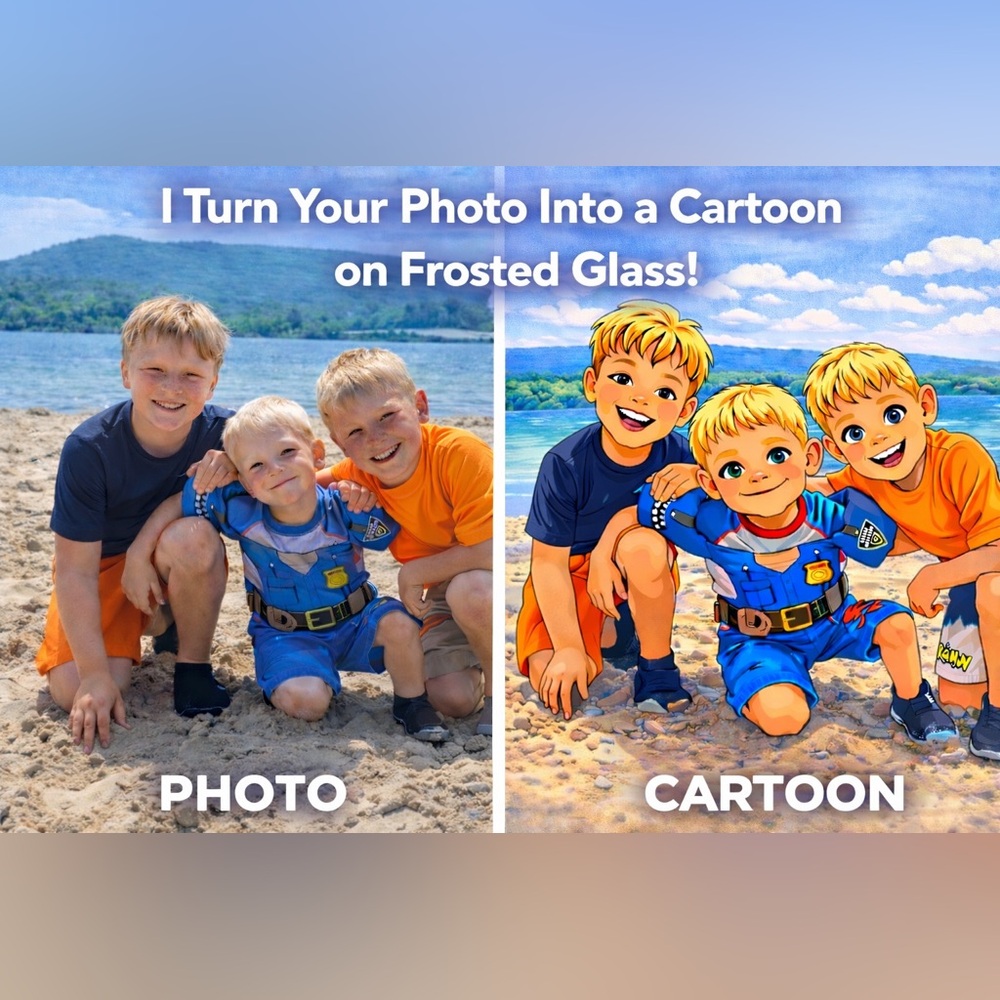 Custom Cartoon Photo Tumbler | Personalized Frosted Glass Cup - Picture 2 of 2